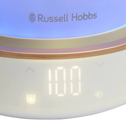Електрическа кана Russell Hobbs Calm Kettle 27450-70, 2400W, 1.7 л, 40-100°C, Quiet Boil, Сензорни бутони, Звукови сигнали, 6 променящи се цветове, Защити, Без BPA и PFAS, Бял/златист