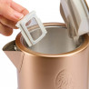 Електрическа кана Russell Hobbs Calm Kettle 27450-70, 2400W, 1.7 л, 40-100°C, Quiet Boil, Сензорни бутони, Звукови сигнали, 6 променящи се цветове, Защити, Без BPA и PFAS, Бял/златист