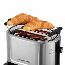 Тостер за хляб Russell Hobbs Attentiv 26210-56, 1640W, 2 филии, 6 степени, Центриране, Сензорно управление, LED, Запаметяване, Високо повдигане, Без BPA и PFAS, Инокс/черен