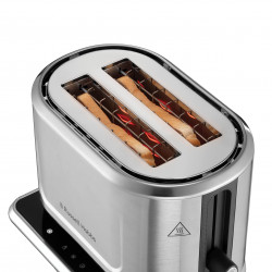 Тостер за хляб Russell Hobbs Attentiv 26210-56, 1640W, 2 филии, 6 степени, Центриране, Сензорно управление, LED, Запаметяване, Високо повдигане, Без BPA и PFAS, Инокс/черен