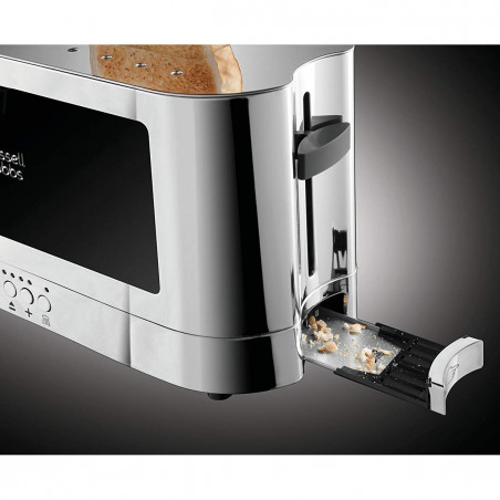 Тостер за хляб Russell Hobbs Elegance 23380-56, 1420W, 2 филии, 6 степени, LED индикация, Lift & Look, Инокс/черен