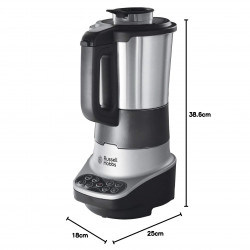 Блендер за супа с нагревател Russell Hobbs Soup & Blend 21480-56, 1200W, 1.75L, 8 програми, Звук, Поддържане на топлина, Черен/инокс