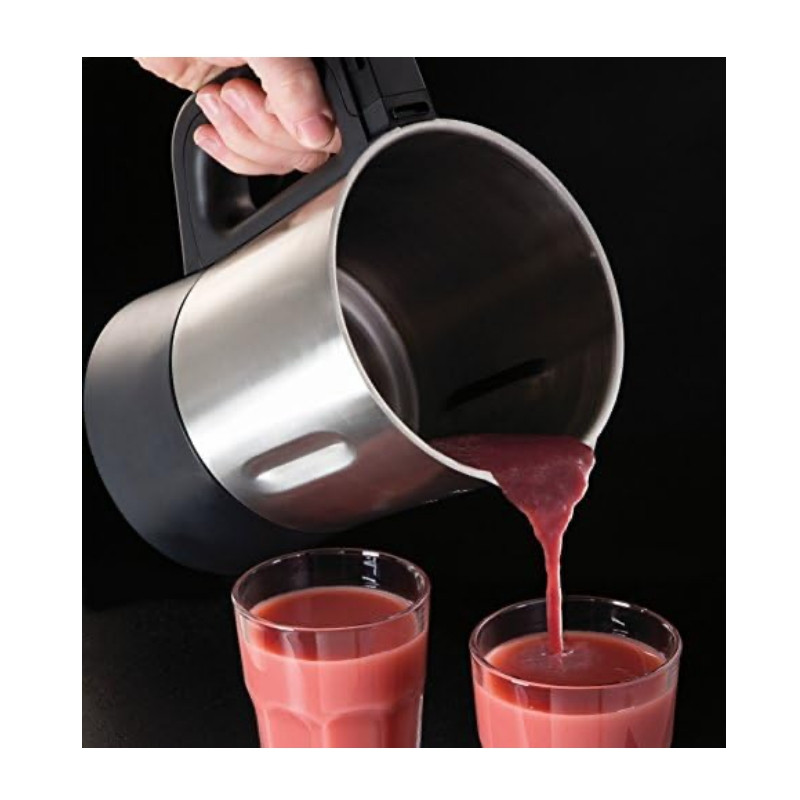 Блендер за супа с нагревател Russell Hobbs Soup & Blend 21480-56, 1200W, 1.75L, 8 програми, Звук, Поддържане на топлина, Черен/инокс