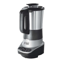 Блендер за супа с нагревател Russell Hobbs Soup & Blend 21480-56, 1200W, 1.75L, 8 програми, Звук, Поддържане на топлина, Черен/инокс