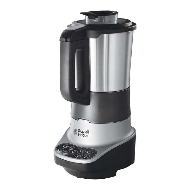 Блендер за супа с нагревател Russell Hobbs Soup & Blend 21480-56, 1200W, 1.75L, 8 програми, Звук, Поддържане на топлина, Черен/инокс