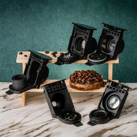 Еспресо машина за мляно кафе и капсули 8в1 Oliver Voltz OV51171N8M, 1450W, 1 л, 5 адаптера, 19 bar, Черен