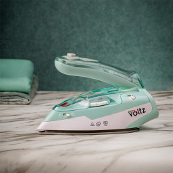 Туристическа ютия Oliver Voltz OV51050K, 1100W, 55 ml, Сгъваема, Защита прегряване, Тюркоаз/Бял