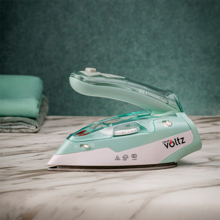 Туристическа ютия Oliver Voltz OV51050K, 1100W, 55 ml, Сгъваема, Защита прегряване, Тюркоаз/Бял