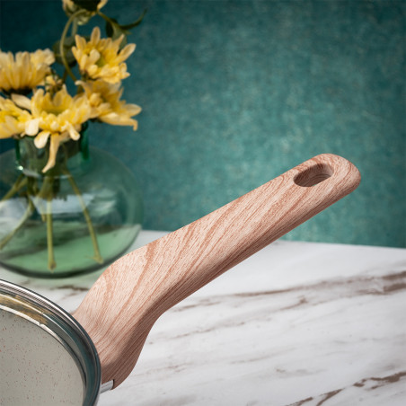 Дълбок тиган с капак Voltz Nice OV54419E28CD, 28x6.8 см, Мраморно покритие, Индукция, Кремав меланж