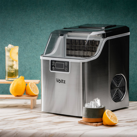 Ледогенератор Oliver Voltz OV51447D, 170W, 22кг/24ч, 3.2 л, 24 квадратни кубчета за цикъл работа, Инокс