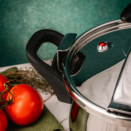 Тенджера под налягане Rosberg R51311A9, 9 литра, 2 капака, Индукция, Трислойно дъно, Инокс