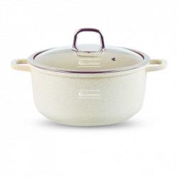 Тенджера Goldmann GM-0324B, 4.5 л, 24 см, Мраморно покритие, Стъклен капак с отвор за пара, Индукция, Бежов