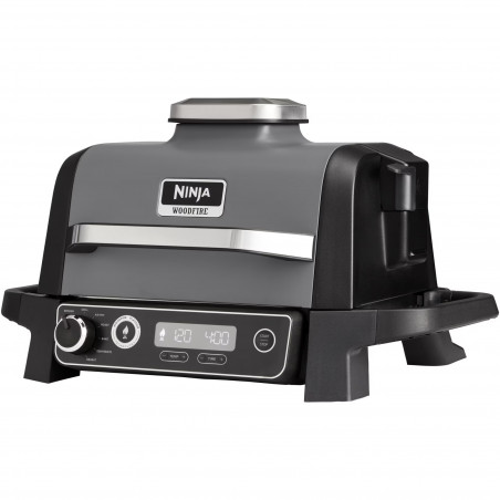 Електрическа скара опушвач Ninja OG701EU, 2400W, До 260C, Вътрепно аминово керамично покритие, Woodfire, Сив