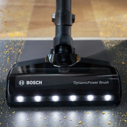 Вертикална прахосмукачка Bosch Unlimited 7 BBS711W, 300 мл, TurboSpin мотор, LED светлини, Автономия 40 минути, Бял/Черен