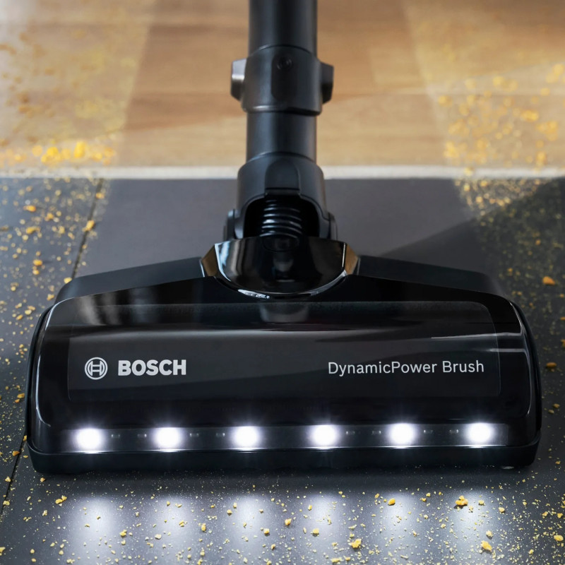 Вертикална прахосмукачка Bosch Unlimited 7 BBS711W, 300 мл, TurboSpin мотор, LED светлини, Автономия 40 минути, Бял/Черен