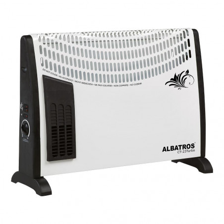 Конвектор за под ALBATROS CT-23TURBO, 2000W, 20 м2, TURBO вентилатор, Регулируем термостат, Защита от прегряване, Бял/черен