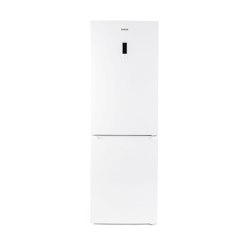 Хладилник с фризер Muhler NFC185WE, 323 л, Клас Е, No Frost, Реверсивна врата, Дисплей, R600a, Бял
