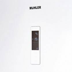 Хладилник с фризер Muhler NFC185WE, 323 л, Клас Е, No Frost, Реверсивна врата, Дисплей, R600a, Бял