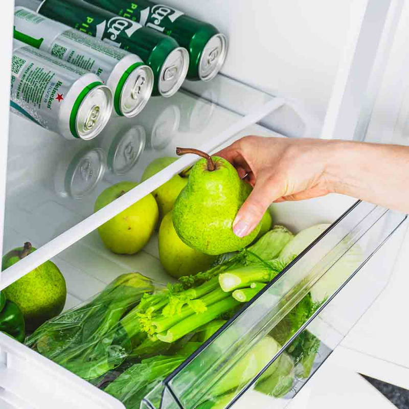 Хладилник с фризер Muhler NFC185WE, 323 л, Клас Е, No Frost, Реверсивна врата, Дисплей, R600a, Бял