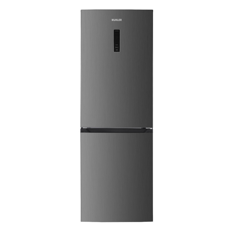 Хладилник с фризер Muhler NFC185IE, 323 л, Клас Е, No Frost, Реверсивна врата, Дисплей, R600a, Тъмносив