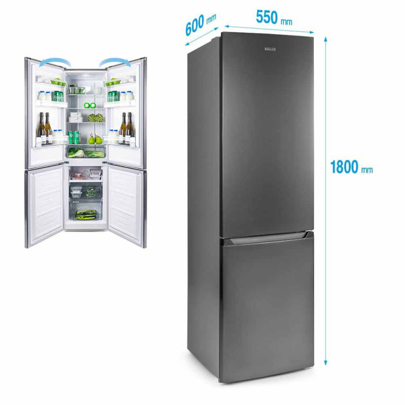 Хладилник Muhler NFC180IE, 252 л, Клас Е, No Frost, Реверсивна врата, R600a, Инокс