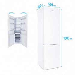 Хладилник с фризер Muhler SC180WE, 262 л, Клас Е, No Frost, Реверсивна врата, R600a, Бял