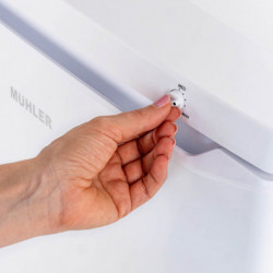 Фризер Muhler VFS85WE, 91 л, Клас Е, Реверсивна врата, R600a, Бял