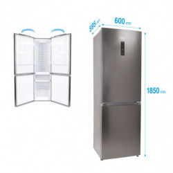 Хладилник с фризер Muhler NFC1851NDIE, 290 л, Клас Е, No Frost, Реверсивна врата, Дисплей, R600a, Тъмен инокс