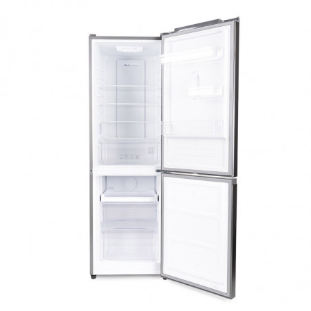 Хладилник с фризер Muhler NFC1851NDIE, 290 л, Клас Е, No Frost, Реверсивна врата, Дисплей, R600a, Тъмен инокс