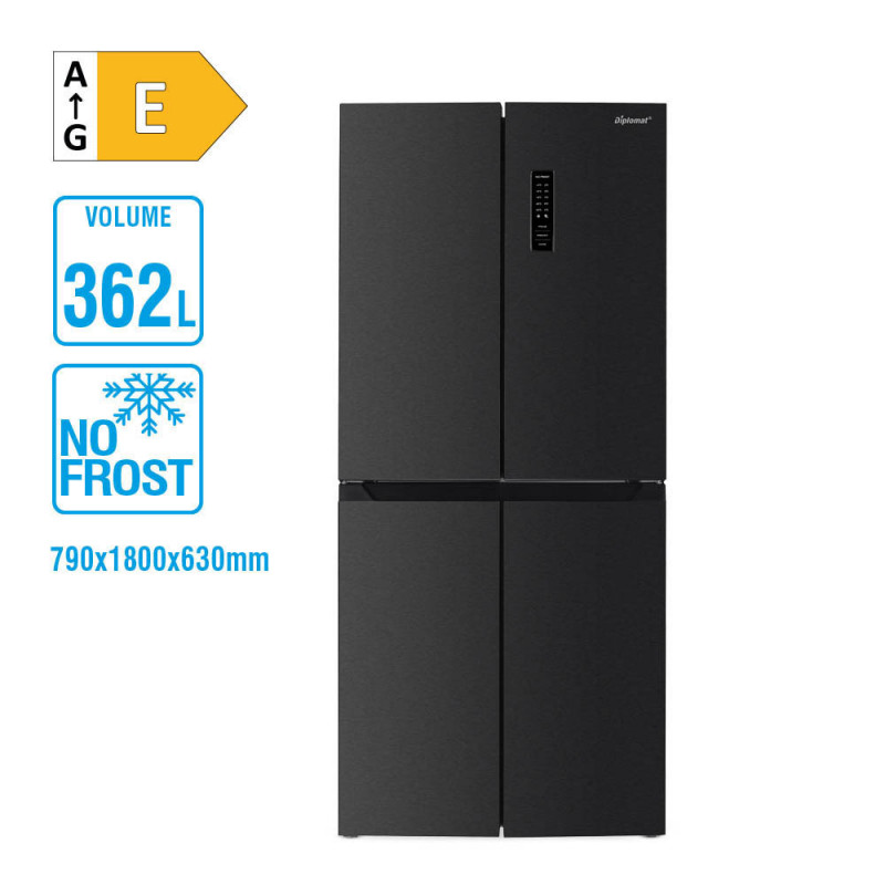 Хладилник Diplomat NF370MDIE, 362 л, Клас E, Total No Frost, Двоен Инвертор, LED дисплей, Черен