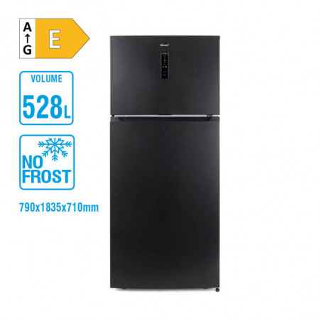 Хладилник Diplomat NFT185IE, 528 л, Клас Е, Реверсивни врати, Total No Frost, Външен контрол с LED дисплей, Черен