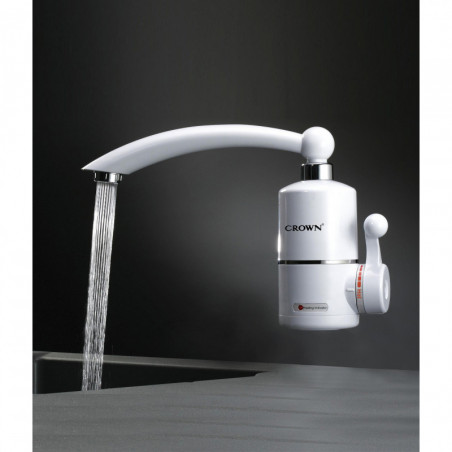 Нагревател за вода Crown CIHF-3000WM, 3kW, 1.5-2 l/min, Проточен, Стенен, Регулиране на темп, Енергоспестяващ, Бял