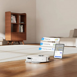 Прахосмукачка робот Dreame L10 Ultra, 5300 Pa, 5200 mAh, 75W, До 200 м2, 3D Картографиране, LDS сензор, Станция за зареждане, Автономия до 210 мин, Бял