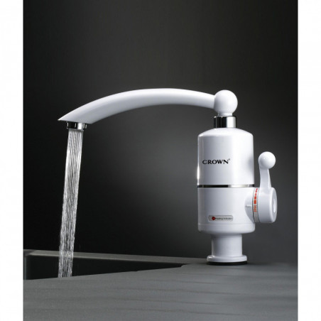Нагревател за вода Crown CIHF-3000V, 3kW, 1.5-2 l/min, Проточен, Стоящ, Регулиране на темп, Енергоспестяващ, Бял