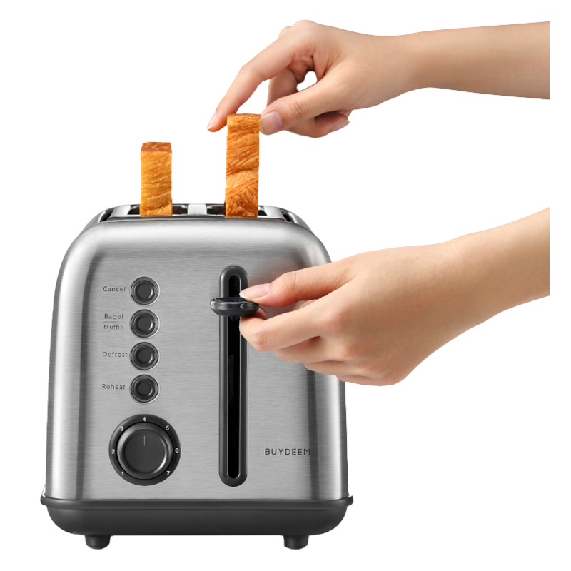 Тостер за хляб Buydeem DT620E-SS/EU, 900W, До 204C°, 7 програми, Широки отвори, Високо изскачане, Инокс