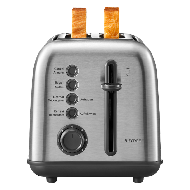 Тостер за хляб Buydeem DT620E-SS/EU, 900W, До 204C°, 7 програми, Широки отвори, Високо изскачане, Инокс