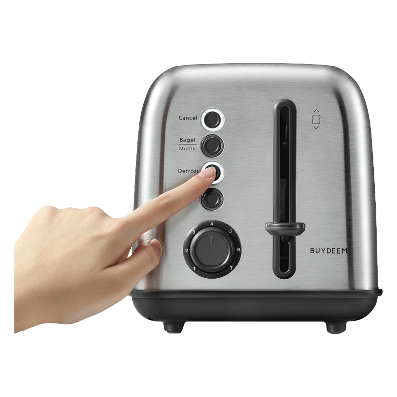 Тостер за хляб Buydeem DT620E-SS/EU, 900W, До 204C°, 7 програми, Широки отвори, Високо изскачане, Инокс