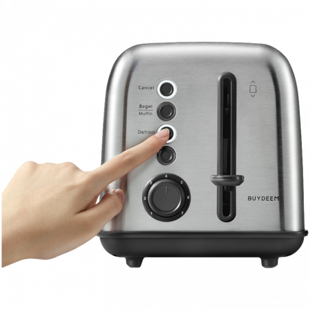 Тостер за хляб Buydeem DT620E-SS/EU, 900W, До 204C°, 7 програми, Широки отвори, Високо изскачане, Инокс
