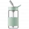 Преносима бутилка за напитки Buydeem CD1017-CG, 500 мл, Вградена сламка, Непропусклива, Термоустойчиво стъкло до 150°C, BPA free, Зелен