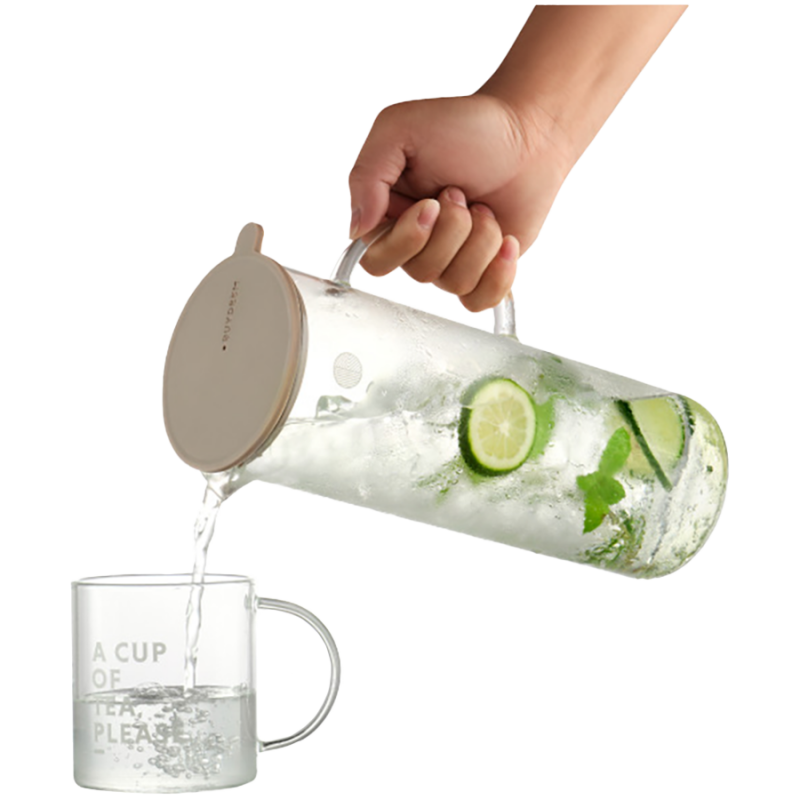 Гарафа за вода BUYDEEM CD2003, 1.2 л, Широк отвор, Силиконов капак, Сив