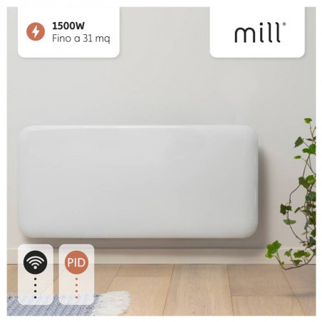 Панелен конвектор Mill Invisible WiFi PA1500WIFI3, 1500W, 23 м2, 10 температурни настройки, Wi-Fi, Bluetooth, IPX4, Бял