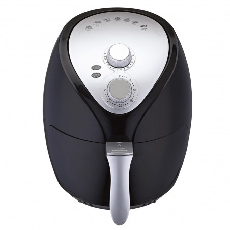 Фритюрник с горещ въздух Crown CAF-3013, 1300W, 3 л, 7 програми, До 200°C, Механичен контрол, Таймер, Черен/сив