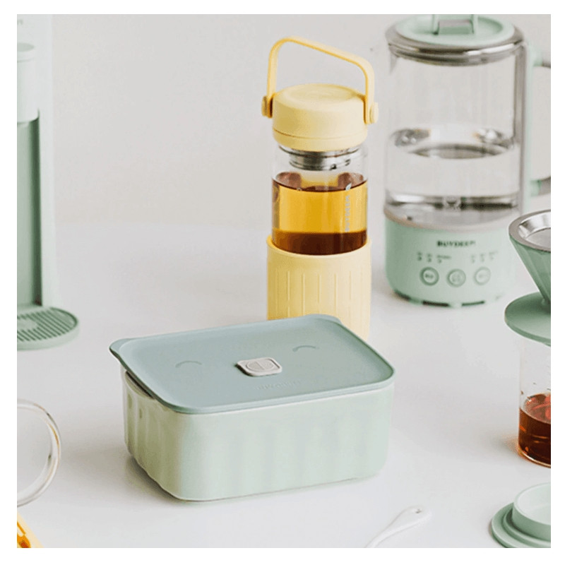 Керамична кутия за храна Buydeem Bento CT1006-CG, 810 мл, 17х20.5 см, До 230°C, Съвместима с фурна и микровълнова, Зелен