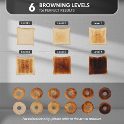 Тостер за хляб Buydeem DT620E-SS/EU, 900W, До 204C°, 7 програми, Широки отвори, Високо изскачане, Инокс