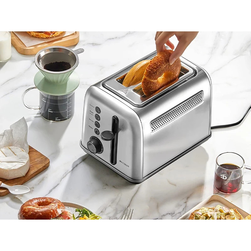 Тостер за хляб Buydeem DT620E-SS/EU, 900W, До 204C°, 7 програми, Широки отвори, Високо изскачане, Инокс