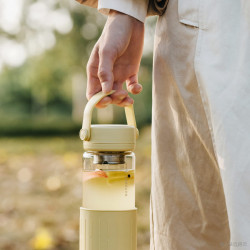 Стъклена бутилка за чай с инфузер Buydeem CD1008-PP, 325 мл, Регулируемо запарване, Дръжка, Лилав