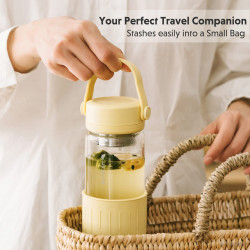 Стъклена бутилка за чай с инфузер Buydeem CD1008-PP, 325 мл, Регулируемо запарване, Дръжка, Лилав