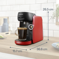 Еспресо машина Bosch Tassimo Finesse TAS16B3, 1400W, 3.3 bar, 0.7 л, Декалциране, Самопочистване, T-Discs, Intellibrew, 70 напитки, Червен