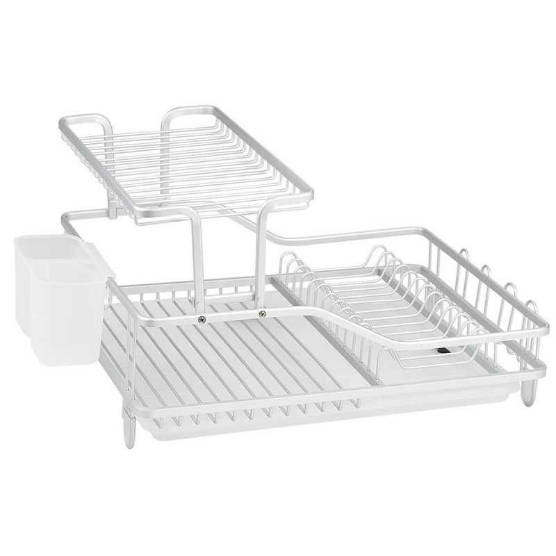 Сушилник за съдове Luigi Ferrero FR-5535AL-T, 2 нива, 46х35х27 см, Неплъзгащи се крачета, Тавичка за отцеждане, Бял
