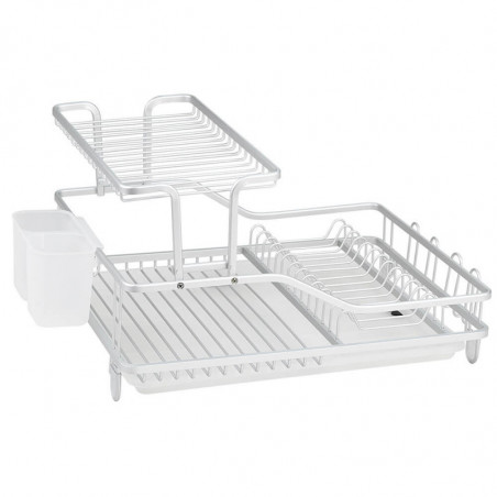 Сушилник за съдове Luigi Ferrero FR-5535AL-T, 2 нива, 46х35х27 см, Неплъзгащи се крачета, Тавичка за отцеждане, Бял